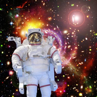 Astronot ve uzay, galaksiler ve yıldızlar. Bu im elemanları
