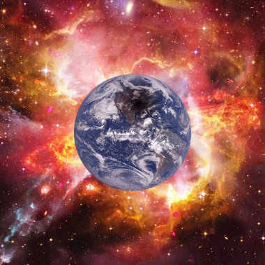 Olağanüstü bir galaksi. Yıldızlar, bulutsu, uzay gazı. Thi elemanları