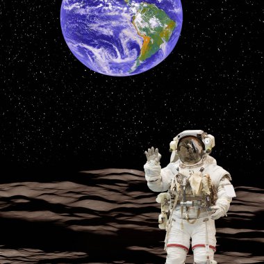 Uzaylı gezegeninde astronot. Bu görüntüfurni elemanları