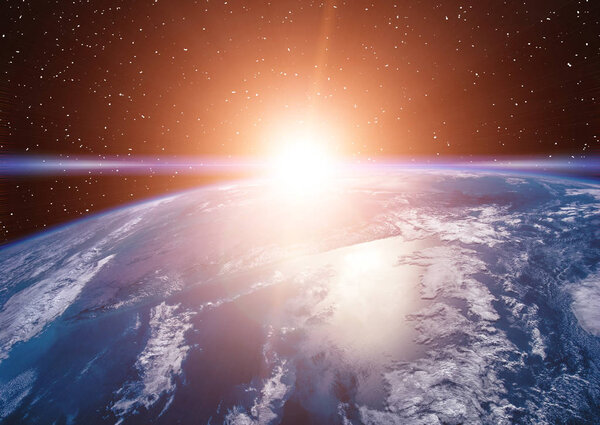 Sunrise, view from space. The elements of this image furnished b