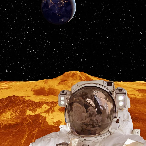 Astronauta explora planeta alienígena. Os elementos desta imagem furn — Fotografia de Stock