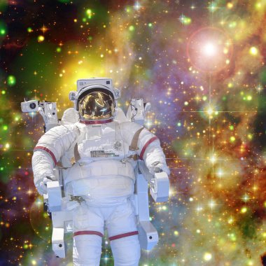 Astronot ve uzay, galaksiler ve yıldızlar. Bu im elemanları