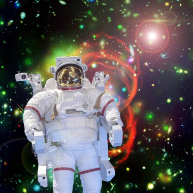 Astronot ve uzay, galaksiler ve yıldızlar. Bu im elemanları
