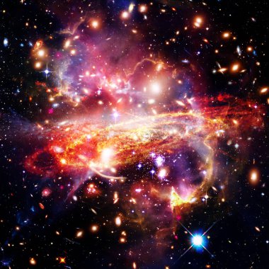 Renkli Gökada Bulut bulutu ile Uzay Arka Plan. Elementler