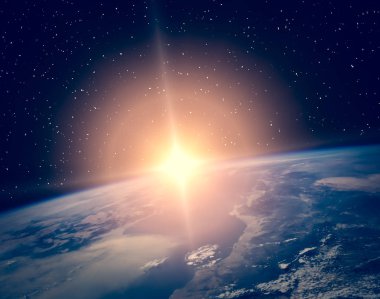 Uzaydan gün doğumu. Nas tarafından döşenmiş bu görüntünün unsurları