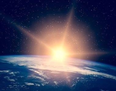 Uzaydan gün doğumu. Nas tarafından döşenmiş bu görüntünün unsurları