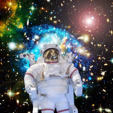 Astronot ve uzay, galaksiler ve yıldızlar. Bu im elemanları