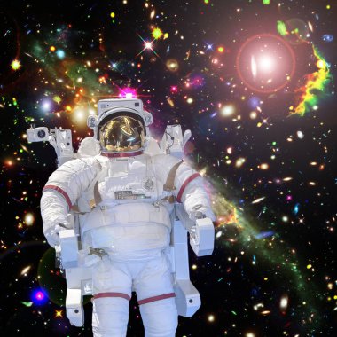 Astronot ve uzay, galaksiler ve yıldızlar. Bu im elemanları