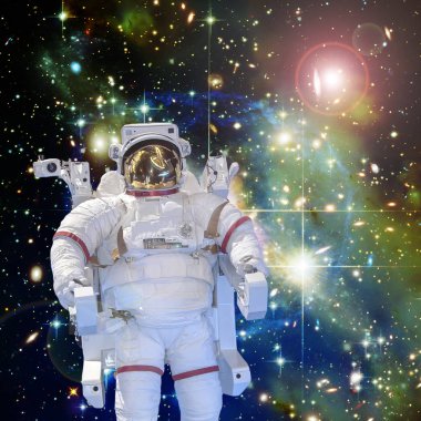 Astronot ve uzay, galaksiler ve yıldızlar. Bu im elemanları