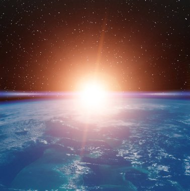 Dünya'da gün doğumu. Nasa tarafından döşenmiş bu görüntünün unsurları.