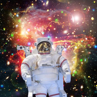 Astronot ve uzay, galaksiler ve yıldızlar. Bu im elemanları