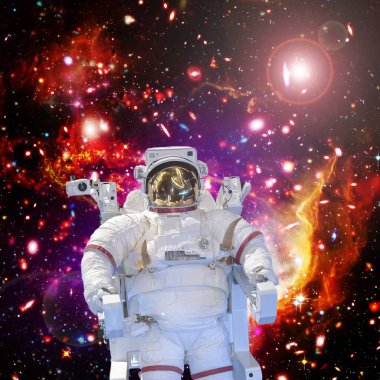 Astronot ve uzay, galaksiler ve yıldızlar. Bu im elemanları