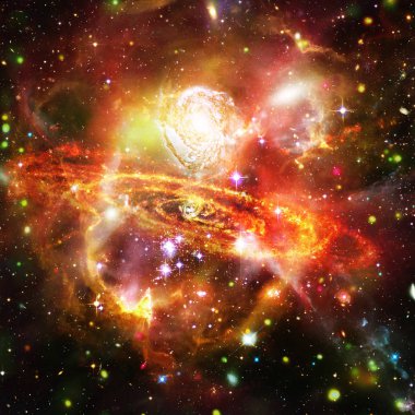 Galaksi ve yıldızlar. Nasa tarafından döşenmiş bu görüntünün unsurları.