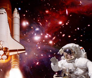 Roket (mekik), astronot ve galaksi sallayarak. t elemanları