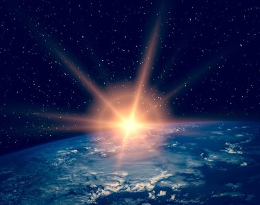 Dünya'da gün doğumu. Nasa tarafından döşenmiş bu görüntünün unsurları.