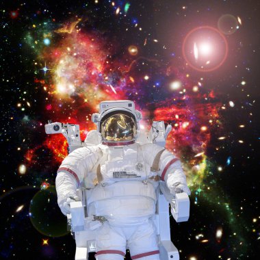Astronot ve uzay, galaksiler ve yıldızlar. Bu im elemanları