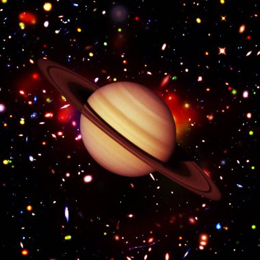 Satürn ve yıldızlar. Nasa tarafından döşenmiş bu görüntünün unsurları.