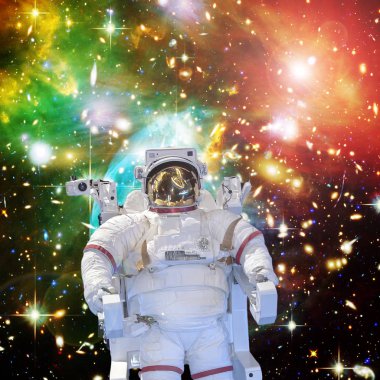 Astronot ve uzay, galaksiler ve yıldızlar. Bu im elemanları