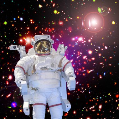 Astronot ve uzay, galaksiler ve yıldızlar. Bu im elemanları