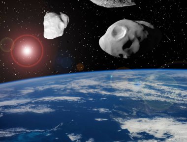 Dünya üzerindeki asteroitler. Bu görüntünün öğeleri döşenmiş 