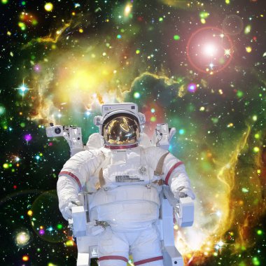 Astronot ve uzay, galaksiler ve yıldızlar. Bu im elemanları