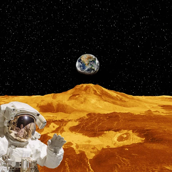 Planeta extrassolar. O astronauta faz exploração. Os elementos de — Fotografia de Stock