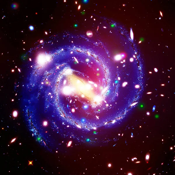 Звездное поле, галактики и вспышки. Элементы этого образа — стоковое фото