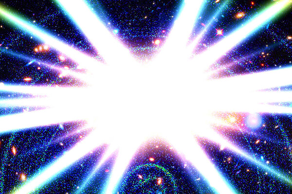 Star splash with beams in hyper jump. The elements of this image