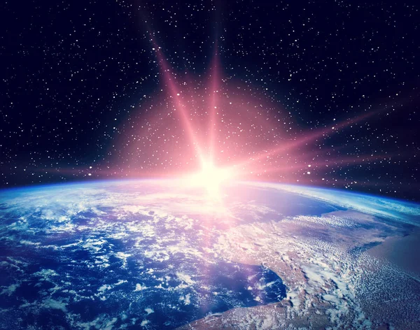 Remarkale soluppgång från rymden. Elementen i denna bild möblerar — Stockfoto