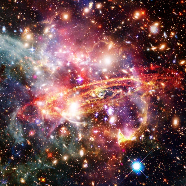Космический фон с разноцветной галактикой. Элементы — стоковое фото