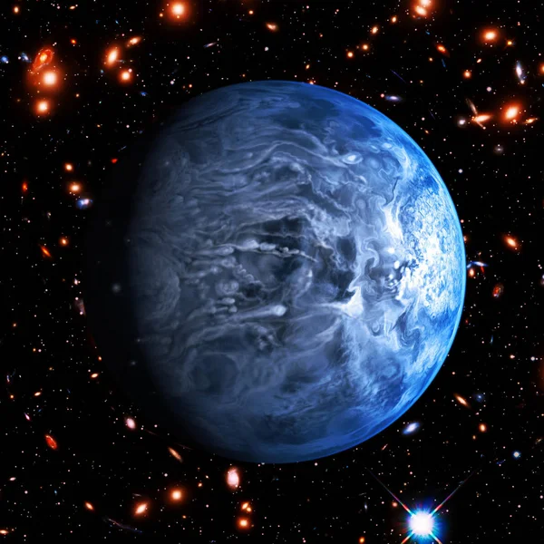 Blauer extrasolarer Planet mit Atmosphäre. die Elemente dieses ima — Stockfoto