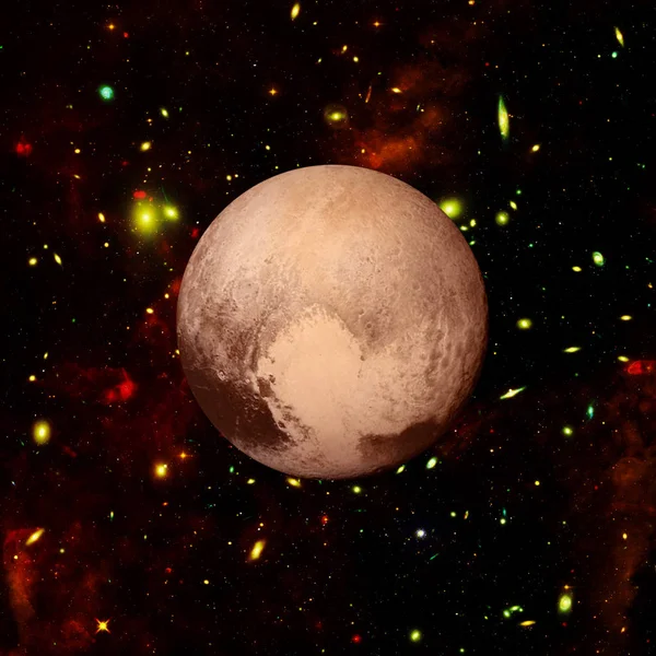 Plutão contra as estrelas e galáxias. Os elementos desta imagem — Fotografia de Stock