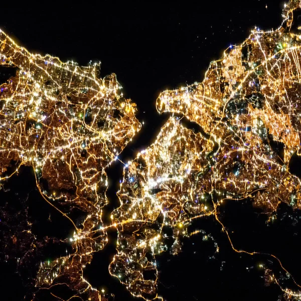 Earth at night from space. City lights. The elements of this ima