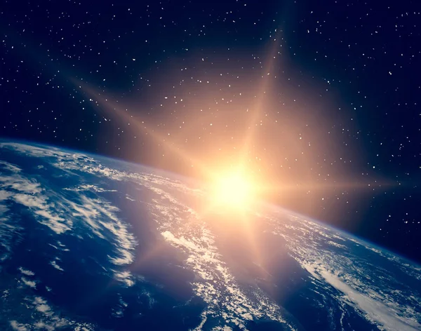 Napfelkeltét az űrből. Elemeit a kép által szolgáltatott NAS — Stock Fotó