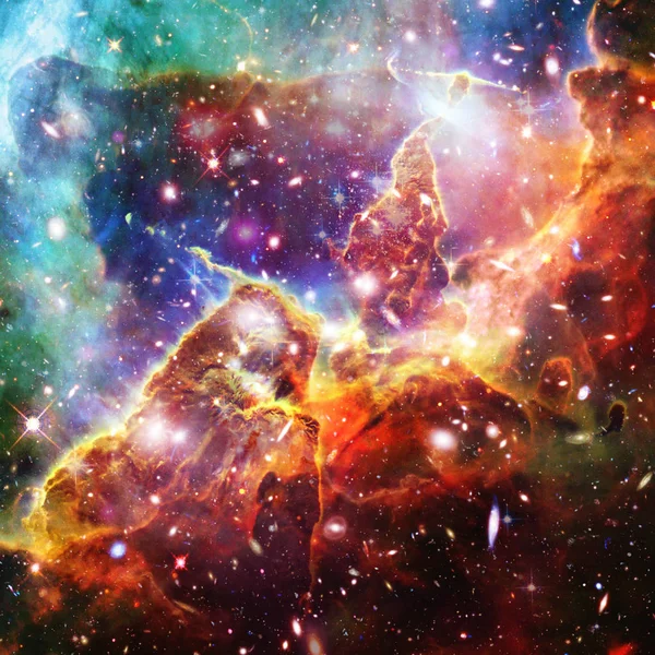 宇宙星系背景。恒星和宇宙气体。t 的元素 — 图库照片