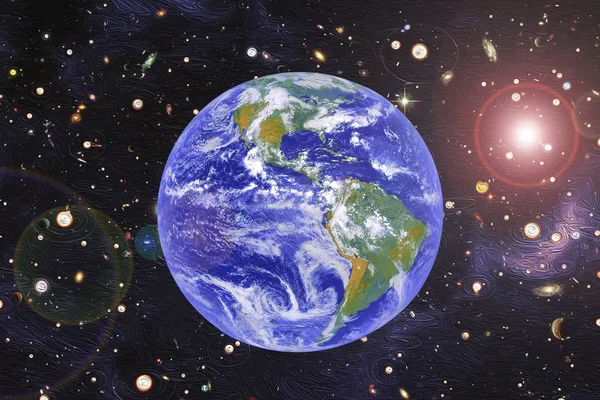 宇宙の惑星地球、完全な写真。このイメージフーの要素 — ストック写真