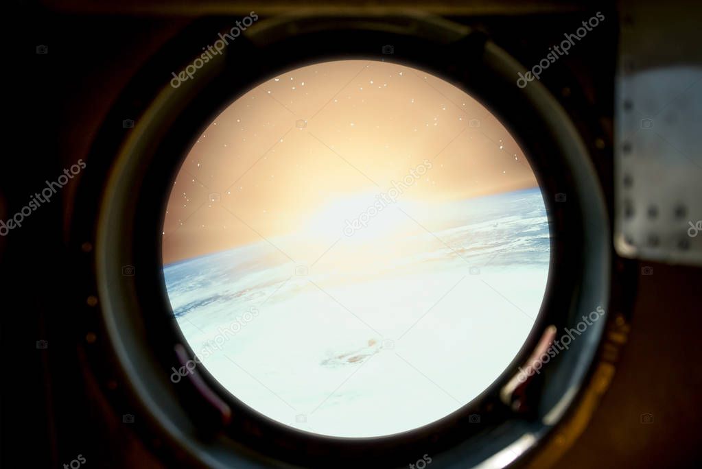 Sunrise, view from spaceship. Elements of this image furnished b