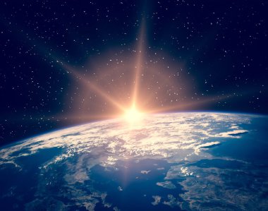 Dünya gün doğumu. Nasa tarafından döşenmiş bu görüntünün unsurları.