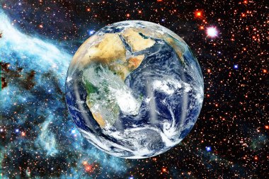 Uzayda dünya gezegeni, tam fotoğraf. Bu görüntüfu elemanları