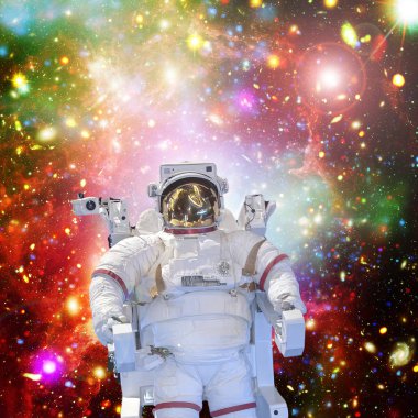Astronot ve uzay, galaksiler ve yıldızlar. Bu im elemanları