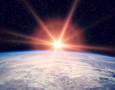 Gün doğumu ve yıldızlar. Nasa tarafından döşenmiş bu görüntünün unsurları.