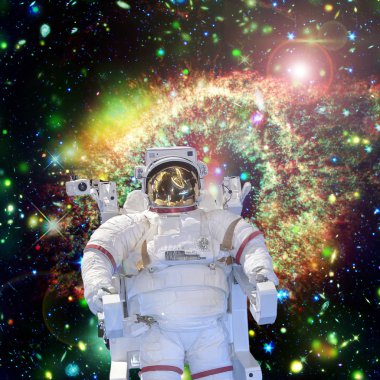 Astronot ve uzay, galaksiler ve yıldızlar. Bu im elemanları