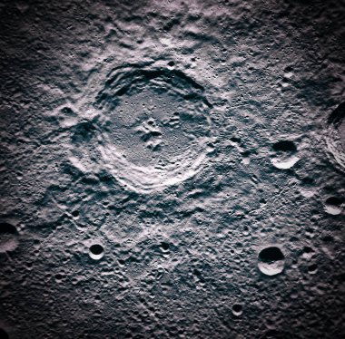 Kraterler, gezegen yüzeyi. Ay. Vignette. Bu görüntünün öğeleri 