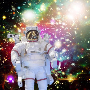 Astronot ve uzay, galaksiler ve yıldızlar. Bu im elemanları