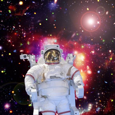 Astronot ve uzay, galaksiler ve yıldızlar. Bu im elemanları