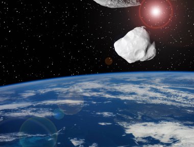Dünya üzerindeki asteroitler. Bu görüntünün öğeleri döşenmiş 