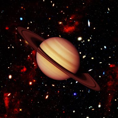 Satürn ve yıldızlar. Nasa tarafından döşenmiş bu görüntünün unsurları.