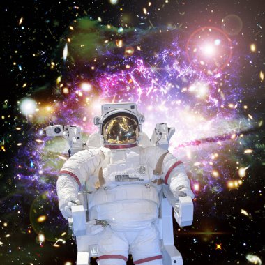 Astronot ve uzay, galaksiler ve yıldızlar. Bu im elemanları