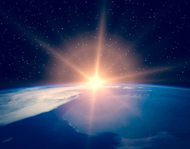 Dünya gezegeninde gün doğumu. Bu görüntünün elemanları
