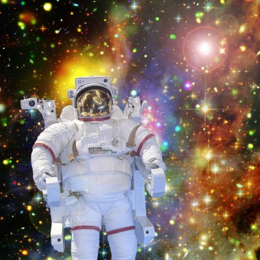 Astronot ve uzay, galaksiler ve yıldızlar. Bu im elemanları